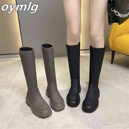 Long boots women's 2022 autumn and winter new sleeve but the knee net red thick bottom thick heel fairy wind thin boots tide Y220729