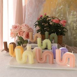 Decorative aromatic Geometric Aromatherapy Candles Home Fragrance interior S Shape scented candles Creative Po props 220629