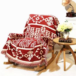 Blankets Geometric Patterns Vintage Leisure Blanket Coarse Cotton Bed Cover Sofa Towel Living Room Felts Double-sided Tapestry CarpetBlanket
