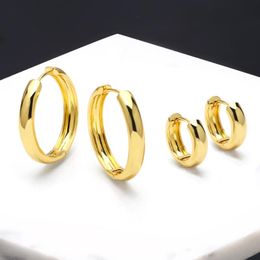 Hoop & Huggie Polished Gold Earrings For Women Girls Big Circle Plated Simple Jewelry Party Gifts Ersa094Hoop