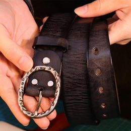 Belts Designer Natural Cowhide Belt For Men's Hard Metal Buckle Soft Original Men Leather Vintage Real Jeans BeltBelts Fred22