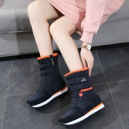 Women winter snow boots navy shoes warm fur plus size fabric upper nonslip outsole nice look easy wear light Y200915