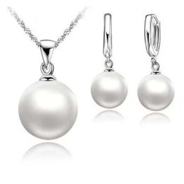 Silver Plated White Pearl Earring Set