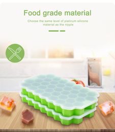 Honeycomb Ice Cube Trays Reusable Silicone Ice-cube Mould BPA Free Ice maker with Removable Lids