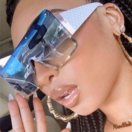 Oversized Square Sunglasses Women 2021 Fashion Metal Frame Vintage Sun Glasses Men Shades Retro Gradient Visor Zonnebril Dames Y220317