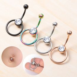 Surgical Steel Navel Rings 14G Captive Bead Ring Navel Retainer With CZ Gem CBR Belly Button Rings Piercing