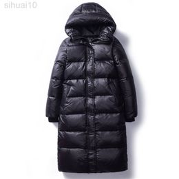 2022 Winter Down Cotton Jackets Women's Clothes Long Parkas Slim Hooded Warm Winter Coats Female Black Overcoats L220730