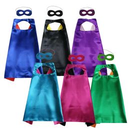 Plain superhero cape with mask set double layer for kids of 9-14 years 6 colors choice superhero Halloween Christmas costumes