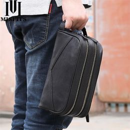 male wash bag NZ - MISFITS men cosmetic bag genuine leather fashion makeup bag travel toiletry case hand-held make up wash bags for male organizer 220315