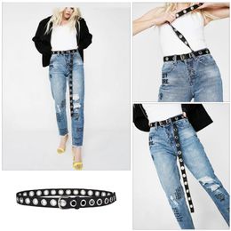 Belts Women Punk Metal Buckle Pants Belt Casual Waist Strap Men Adjustable Full Holes WaistbandBelts