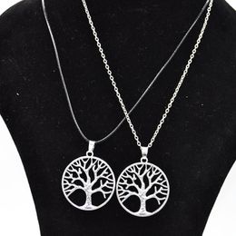 Retro tree of life pendant necklace Hollow out alloy wish tree necklaces for women men jewelry