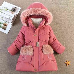 Lzh 2022 Girls Cotton Lined Clothes Winter 2022 New Thickened Collar Children Coat Kid'S Girl Coat Children's Winter Coat J220718