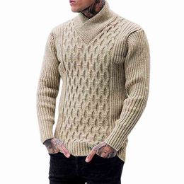 Sweater Male Autumn Long Sleeve Slim Fit Sweaters Solid Colour Tops M-2XL2021 New Men's Sweater L220730