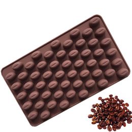 Silicone 55 Cavity Mini Coffee Beans Chocolate Sugarcraft Candy Mould Mould Fondant Cake Decorating Baking Pastry Tools 220815