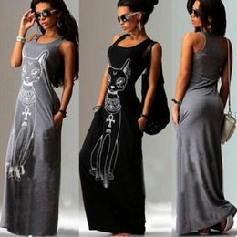 Fashion Womens Maxi Casual Beach Sundress Cocktail Sleeveless Kaftan Hippie Pocket Dress 220521273h