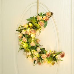Decorative Flowers & Wreaths Simulation With Light Artificial Flower Garland Shofar Vine For Home Decoration Wedding 40x30x10cm Wall DecorDe