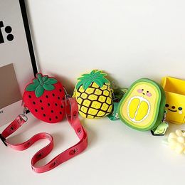 Pineapple Silicone Baby Kids Shoulder Bag Cute Strawberry Girl Mini Wallet Crossbody Bags Cartoon Fruit Children Coin Purse