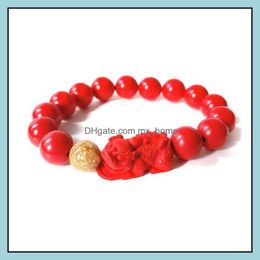 Chinese-Style Products Cinnabar Bracelet National Style Fortune Transfer Auspicious Elephant Purse Beaded Chinese Mens And Womens Drop Deliv
