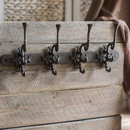 Hooks & Rails Vintage Design Cast Iron Wall Hook Decor Metal Rococo Organiser Door Device Convenience Houseware Handcraft AccessoriesHooks