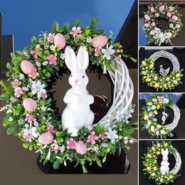 Decorative Flowers & Wreaths Garland Door Hanging Decoration Spring Egg Butterfly Home Garden Easter Party