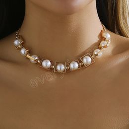 Charms Box With Pearl Short Choker Necklace for Women Trendy Wedding Necklace 2022 Fashion Neck Jewelry Ladies/Girls Gifts