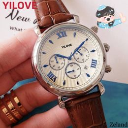 Mens Japan Quartz Movement Watch High Quality Business Day Date Clock Mission Designer Gift Montre De Luxe Genuine Leather Strap Business Gifts Wristwatches