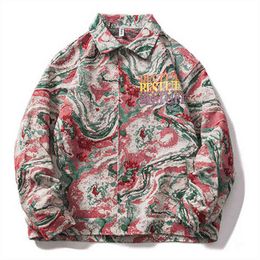 2022 Harajuku Streetwear Japanese Men Jacket Colourful Embroidery Hip Hop Cargo Coat Spring Fashion Oversized Varsity Jackets T220728