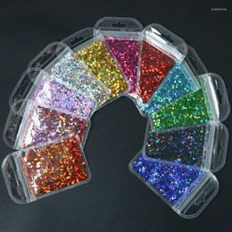 Nail Glitter 1Bag 12 Colors Art Laser Crooked Peach Heart Sequins Holographic Decorations Flakes Paillette Spangles Ta#084 Prud22