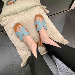 Slides Slipper Original Oran Designer Paris Sandals Women Wear Pop-up Beach and Seaside Vacation H-shaped in Summer