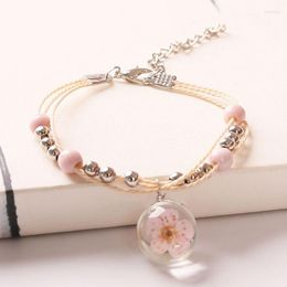 Link Chain Crystal Transparency Flower Glass Ball & Bracelet Charms Bracelets Original Jewelry Accessories For Women Kent22