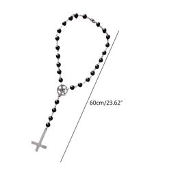 Pendant Necklaces Gothic Rosary Cross Charm Choker Necklace Fashion Inverted Hip Hop Punk Jewelry Gift Black Bead Chain T8DEPendant