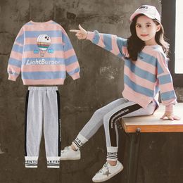 Clothing Sets Girls Autumn Set Style Middle Large CHILDREN'S Sweater Coat+pant GIRL'S Sports Two-Piece 3-12 Ages