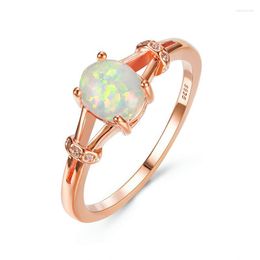 Wedding Rings Cute Female Small Blue White Opal Ring 925 Sterling Rose Gold Colour For Women Promise Love Oval Engagement RingWedding Edwi22