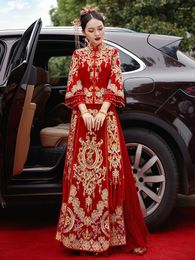 Autumn And Winter Look Thin Wedding Dress Chinese Female Toast Xiuhefu 2022 Ethnic Clothing