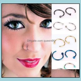 Nose Rings Studs Body Jewellery Trendy Piercing Jewellry Fashion Stainless Steel Open Hoop Ring Earring Fake Non Drop Delivery 2021 Jdsxh