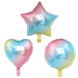 18inch Gradient Rainbow Foil Helium Balloons Party Decoration Star Round Heart Shape Birthday Wedding Anniversary Decor 50pcs/lot