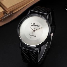 Wristwatches Black Leather Band Watch Classic Men Wrist Silicone Mesh Belt Strap Quartz Casual WatchesWristwatches