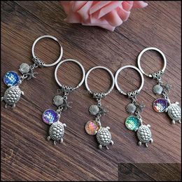 Key Rings Jewellery Fashion Drusy Druzy Keychain Mermaid Tortoise Starfish Fish Scale Charms For Women Drop Delivery 2021 S6Ijo