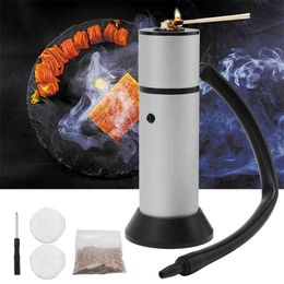 Meat Smoker BBQ Grill Smoker Cold Smoke Generator for Salmon Fish Bacon Meat Smokehouse Food Smoking Gun Kitchen Cooking Tools 210326