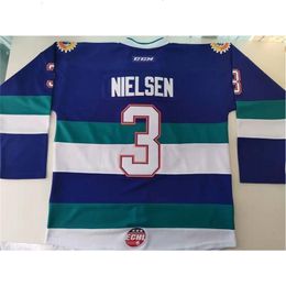 Nc01 Custom Hockey Jersey Men Youth Women Vintage Echl Orlando Solar Bears 3 Carl Nielsen High School Size S-6XL or any name and number jersey