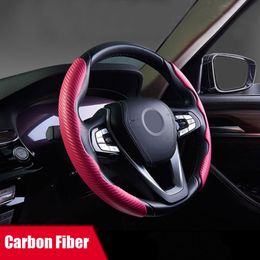 Steering Wheel Covers 1Pcs Carbon Fibre Pattern Car Universal Cover Anti-skid Ultra-thin AccessoriesSteering CoversSteering