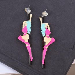 Dangle & Chandelier Pole Dancer Long Drop Earrings For Women Acrylic Hiphop Rock Club Jewellery Fashion AccessoriesDangle