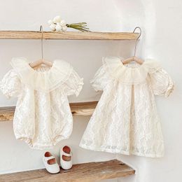 Rompers 2022 Summer Baby Clothes Doll Collar Lace Girl Romper Sweet DressRompers