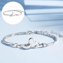 delicate bracelets UK - Bangle Fine Workmanship Copper Delicate Women Double Heart Bracelet For Girl Friends