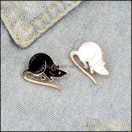 Pins Brooches Jewellery Black White Rats Enamel Pin Custom Mouse Animal Badge Bag Shirt Lapel Buckle Simple Gift For Friends Drop Delivery 20