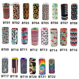 UPS 17*8.5cm Can Cooler Slim Insulators Neoprene Kitchen Tools Beverage Beer Cooler Collapsible Cola Bottle Koozies Cactus Leopard Sleeve