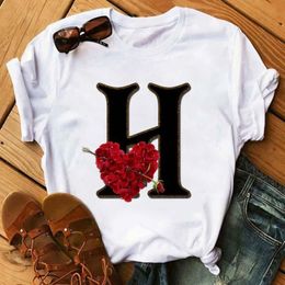 26 Letter Print T Shirt Women 90s Harajuku Kawaii Fashion T-shirt Graphic Cute Cartoon Korean Style Top Tees Female