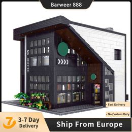 Blocks Moc Block MK16036 Coffee Shop Modern Cafe Modular City Street View Building Blocks Bricks 2803Pcs 86005 MOC-45635 Coffee House Toys Gift T230103