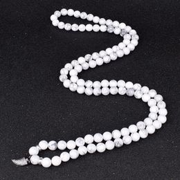 Pendant Necklaces Nature White Turquoise 108 Mala Women Handmade Beaded Amulet Crystal Healing Men Lovers Yoga Charm JewelryPendant