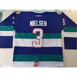 Nc74 Custom Hockey Jersey Men Youth Women Vintage Echl Orlando Solar Bears 3 Carl Nielsen High School Size S-6XL or any name and number jersey